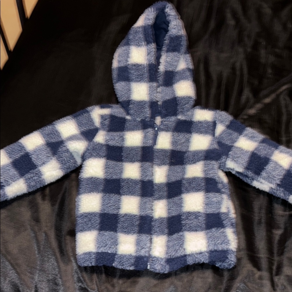 Carter's Blue and White Plaid Fleece Hoodie
